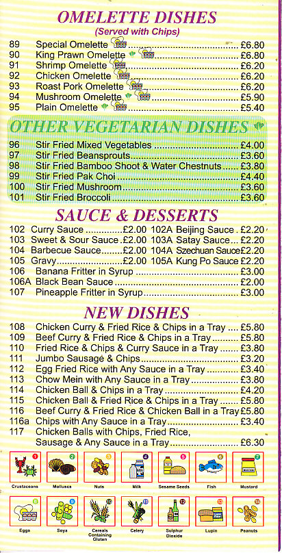New China Chinese takeaway menu in Usk