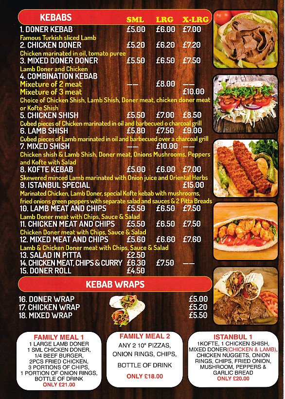 Istanbul kebab takeaway menu in Griffithstown, Pontypool
